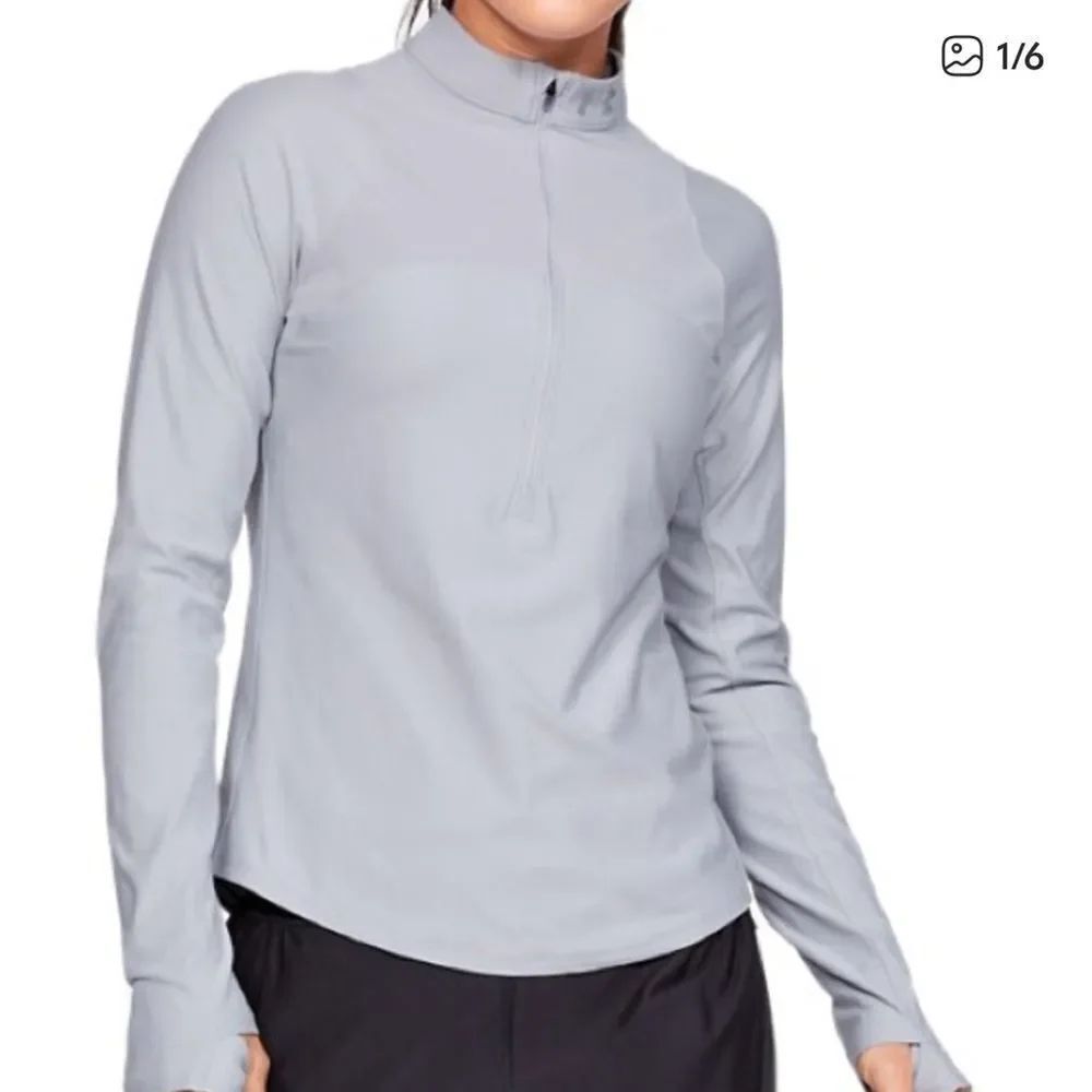 Under Armour Qualifier Half Zip Running Shirt Gray Womens XL NEW